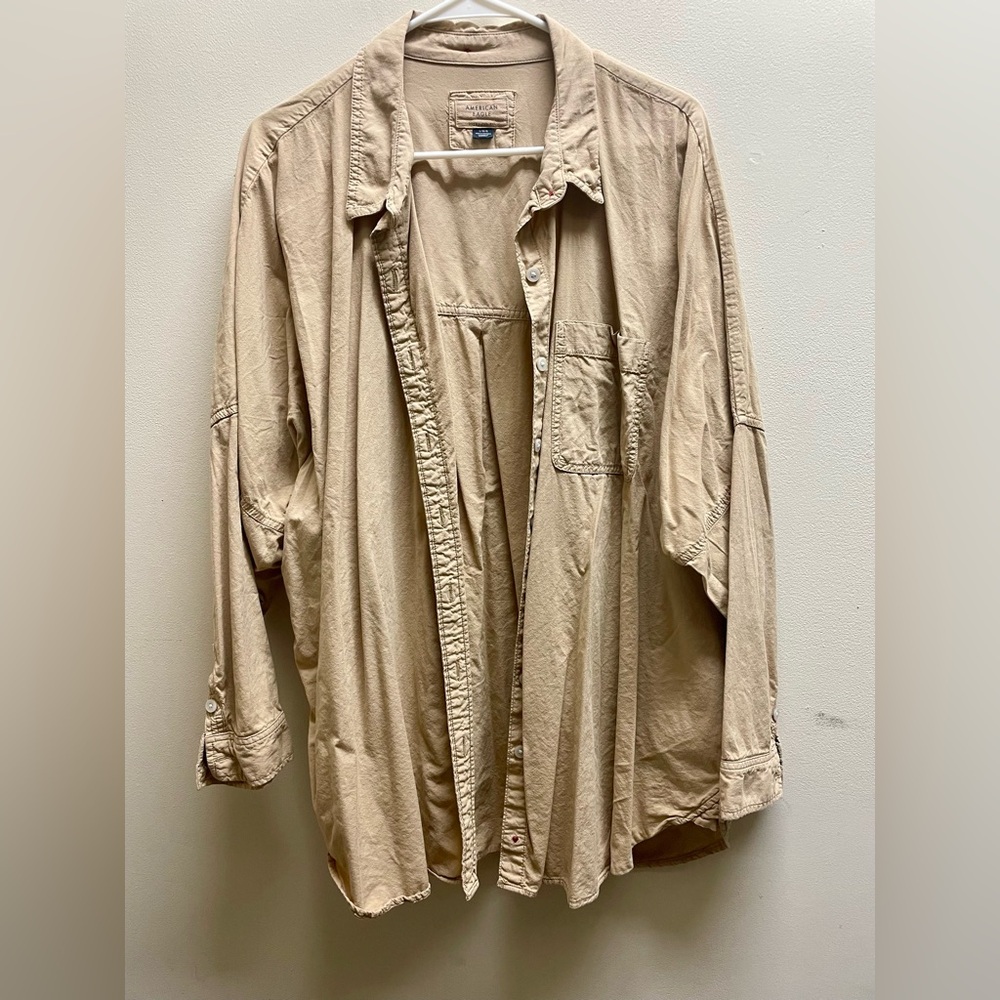 American Eagle Outfitters Tan Button Down Shirt